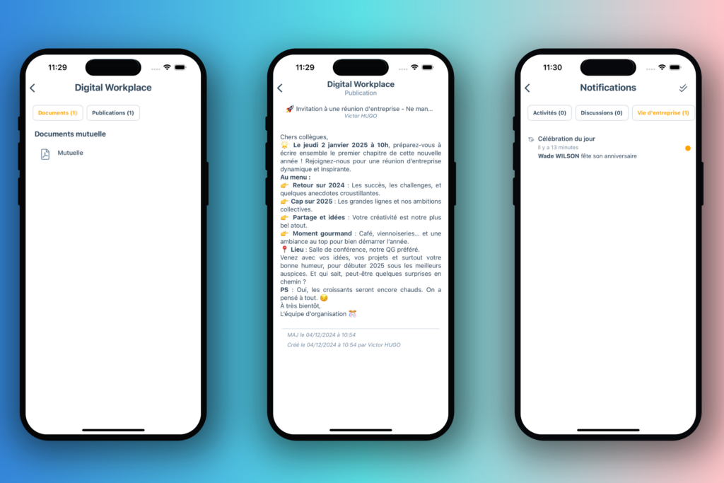 Accédez depuis votre téléphone aux documents de l'entreprise et de suivre les événements de sa sa société