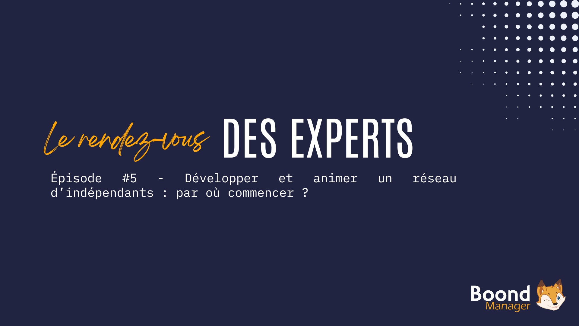 Le rendez-vous des experts - Comment développer et animer un réseau d'indépendants.